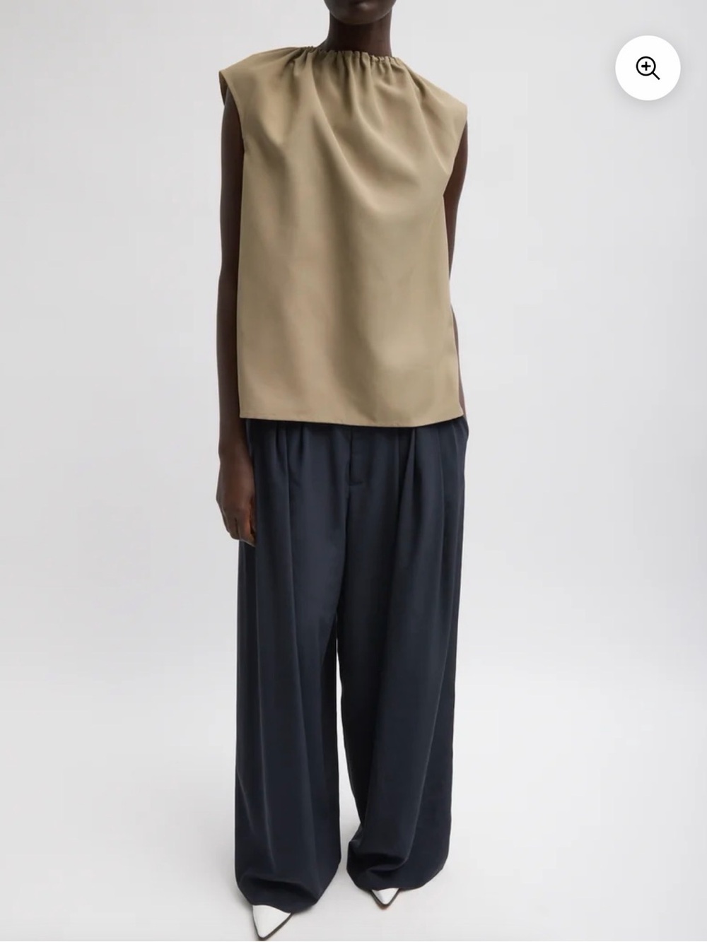 Tibi Lotte Nylon Shirred Neck Top
